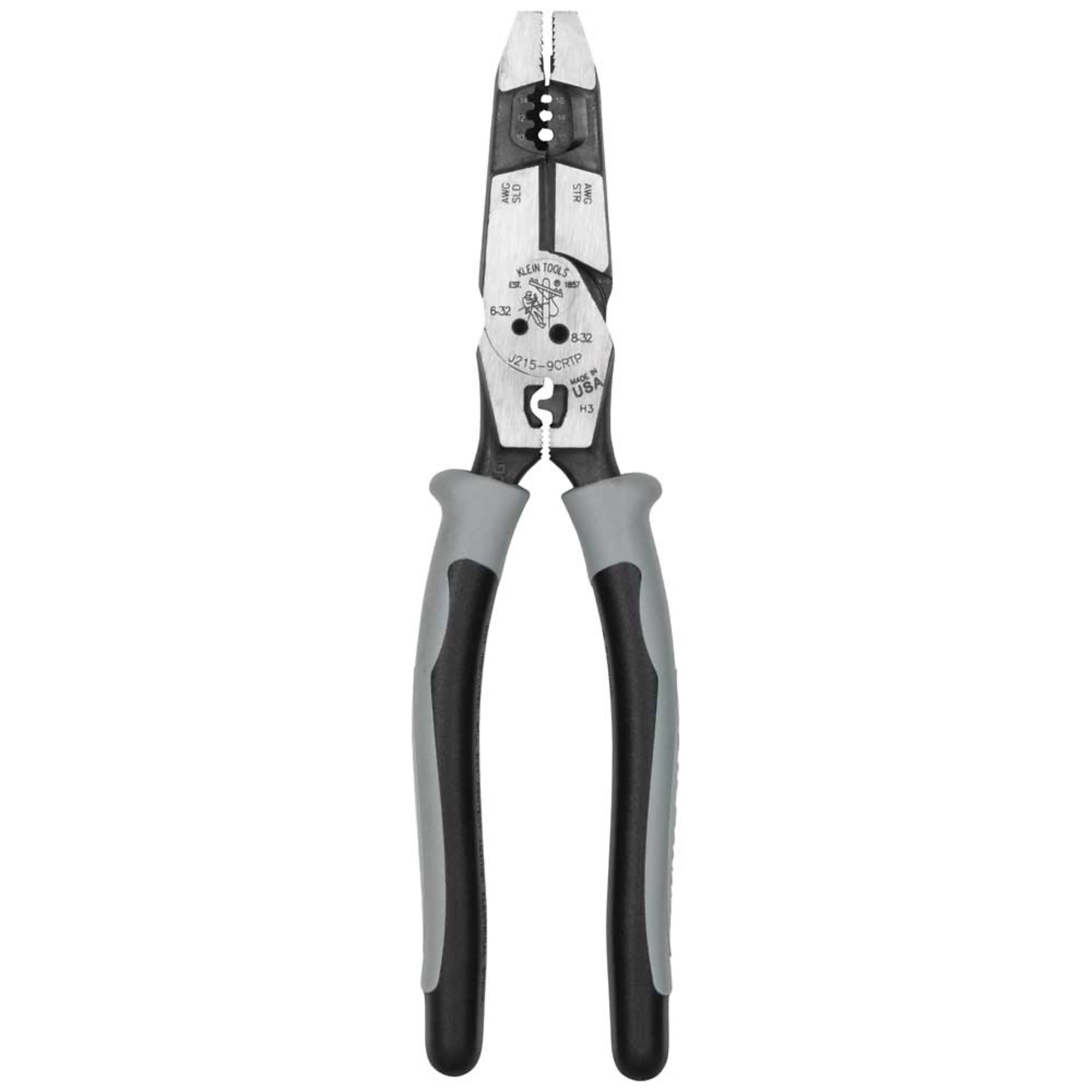 Klein Tools, Hybrid Pliers with Crimper, Fish Tape Puller and W, Pieces (qty.) 1 Material Vanadium Steel, Jaw Capacity 1.5 in, Model# J2159CRTP